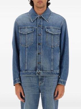 New with Tag Fendi Men's Dark Blue Denim Buttoned Jacket
